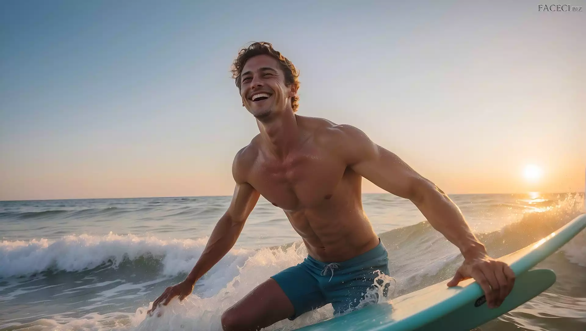 Surfer, Mężczyzna, Morze, Deska