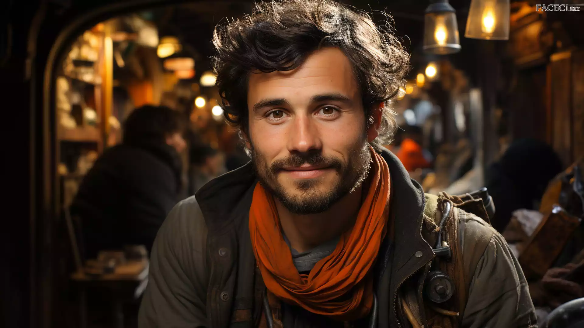 Mężczyzna, Zarost, Apaszka, Uśmiech